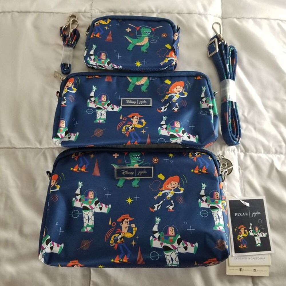 JuJuBe Disney Toy Story Be Set Bag Pouch Straps Buzz Woody T Rex Jesse Alien Dog